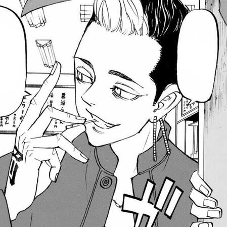 sin and punishment — black and white manga image of [ hanma shuji ] from the animanga 'tokyo revengers'